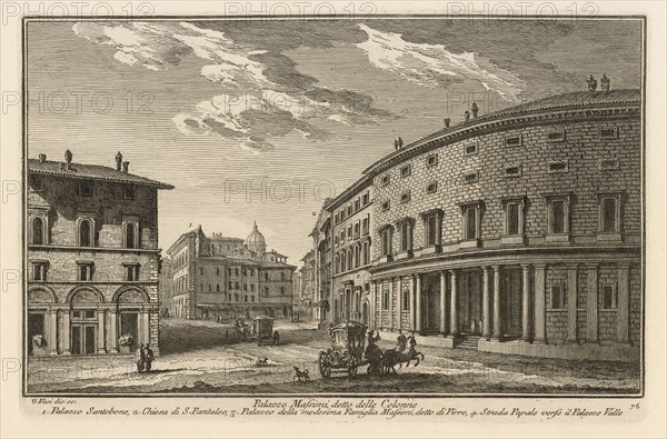 Palazzo Massimi detto delle Colonne, Delle magnificenze di Roma antica e moderna, Vasi, Giuseppe, 1710-1782, Engraving, 1747