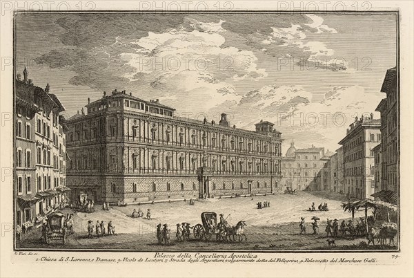 Palazzo della Cancellaria Apostolica, Delle magnificenze di Roma antica e moderna, Vasi, Giuseppe, 1710-1782, Engraving, 1747