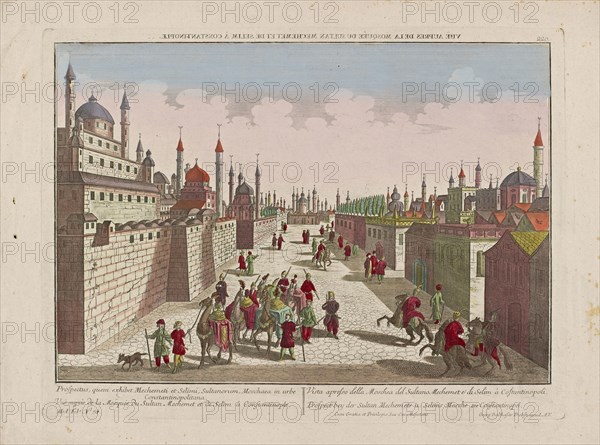 Vuë auprès de la mosquée du Sultan Mechemet et de Selim à Constantinople, Middle Eastern vues d'optique, Probst, Georg Balthasar