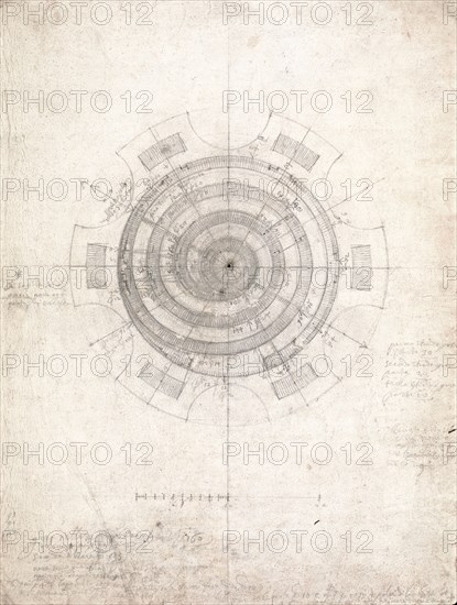 Rome, Architectural drawing for the cupola of S. Ivo alla Sapienza, Rome, Borromini, Francesco, 1599-1667, ca. 1650