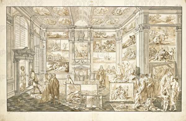 Catalogue raisonne et figure de ses tableaux, La Galerie Électorale de Düsseldorf, Pigage, Nicolas de, 1723-1796, Red crayon