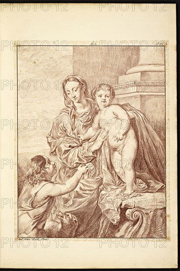 Catalogue raisonne et figure de ses tableaux, La Galerie Électorale de Düsseldorf, Pigage, Nicolas de, 1723-1796, Red crayon