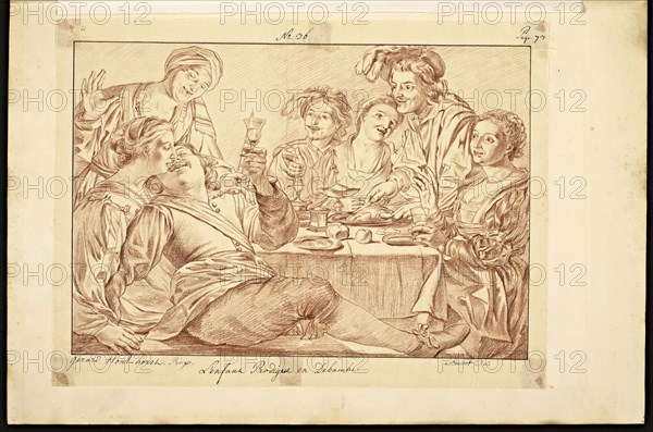 Catalogue raisonne et figure de ses tableaux, La Galerie Électorale de Düsseldorf, Pigage, Nicolas de, 1723-1796, Red crayon