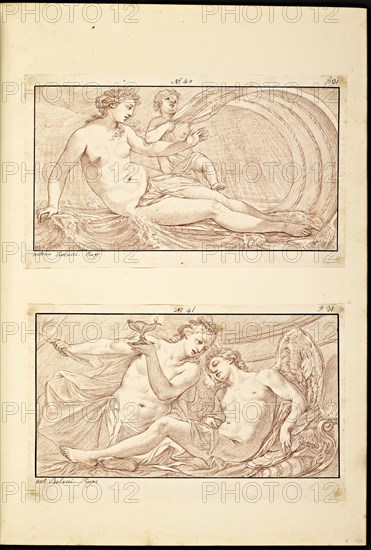 Catalogue raisonne et figure de ses tableaux, La Galerie Électorale de Düsseldorf, Pigage, Nicolas de, 1723-1796, Red crayon