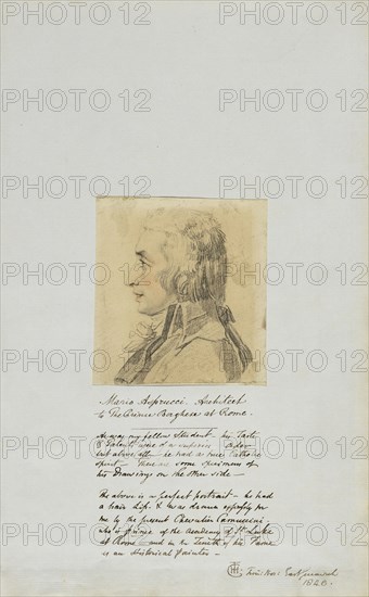 Mario Asprucci, architect to the Prince Borghese at Rome, Camuccini, Vincenzo, 1771-1844, Pencil and red chalk on paper, 1840