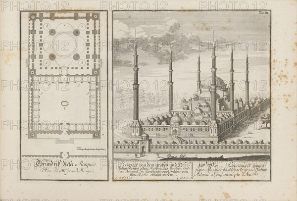 Prospect von dem grossen und herrlichen Tempel oder Mosquee des Grossen Sultan Achmed zu Constantinpol