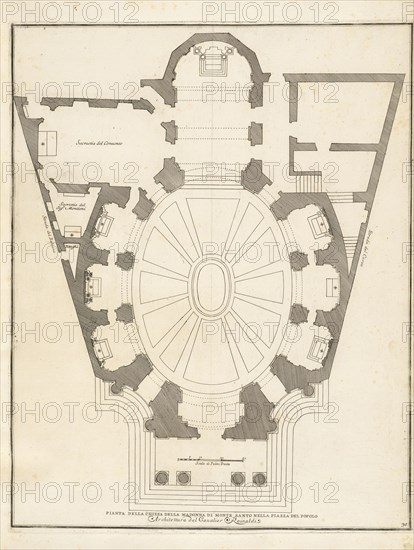 Pianta della Chiesa della Madonna di Monte Santo nella piazza del Popolo, Stvdio d'architettvra civile sopra gli ornamenti