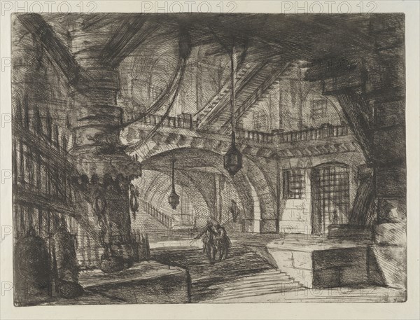 Invenzioni capric di carceri all'acqua forte, Piranesi, Giovanni Battista, 1720-1778, burnishing, scratching, black-and-white