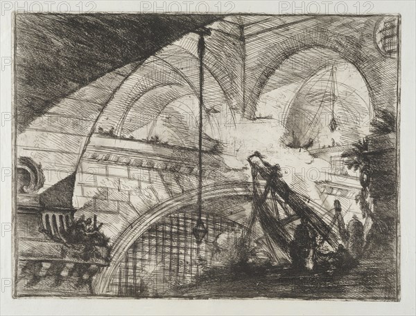 Invenzioni capric di carceri all'acqua forte, Piranesi, Giovanni Battista, 1720-1778, burnishing, scratching, black-and-white