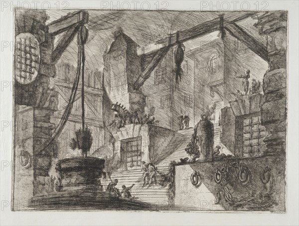 Invenzioni capric di carceri all'acqua forte, Piranesi, Giovanni Battista, 1720-1778, burnishing, scratching, black-and-white