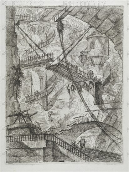 Invenzioni capric di carceri all'acqua forte, Piranesi, Giovanni Battista, 1720-1778, burnishing, scratching, black-and-white