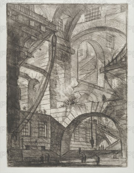 Invenzioni capric di carceri all'acqua forte, Piranesi, Giovanni Battista, 1720-1778, burnishing, scratching, black-and-white