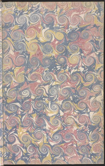 Volume 8, Front End Paper, Volume 8, Ceremonies et coutumes religieuses de tous les peuples du monde, Antique marbled paper