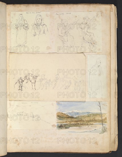 Sketches G. Hayter, Hayter, Sir George, 1792-1871, graphite, ink, watercolor, 1816