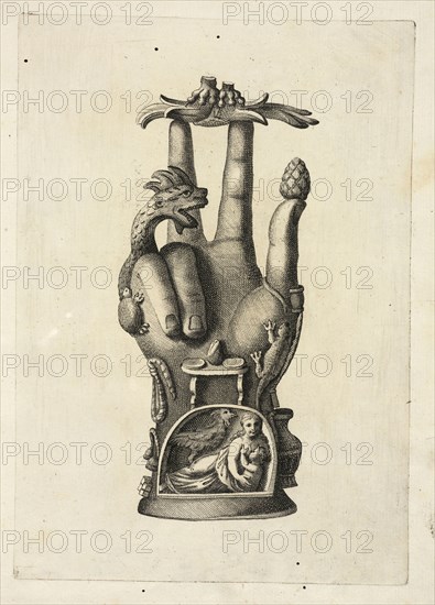 Mano di bronzo, detta Pantea, Alcuni monumenti del Museo Carrafa, Daniele, Francesco, 1740-1812, Engraving, etching, 1778