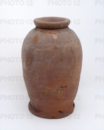 Pottery pot on stand, baluster shape, used in the sugar industry, sugar bowl pot holder soil find ceramic earthenware glaze lead