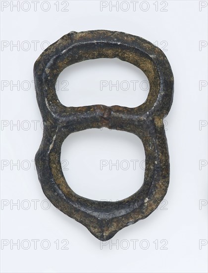 Small pewter ornamental buckle, buckle in the shape of an 8, buckle fastener component soil find tin metal, archeology