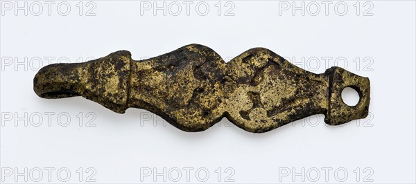 Coat hook or coat closure with round eye and bent hook, closure clothing accessory clothing soil find copper metal, cast