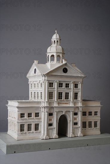 Model of Wester Nieuwehoofdpoort or Witte Poort, city gate gate building scale model cardboard glass wood, base) Wester