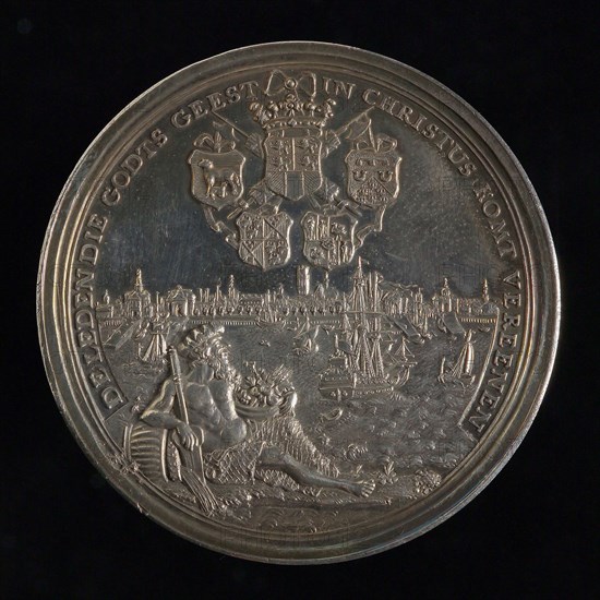 design: M. Holtzhey, Medal on the founding of the Lutheran Church in Rotterdam, penning visual material silver