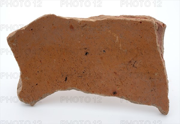 Fragment of red earthenware, fragment crockery holder utensils earthenware ceramics pottery, hand-shaped baked Fragments of red