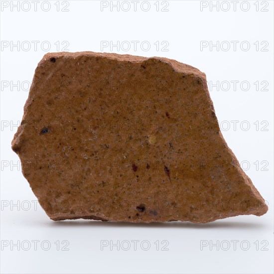 Fragment of red earthenware, partly glazed, fragment crockery holder kitchen utensils earthenware ceramics earthenware glaze