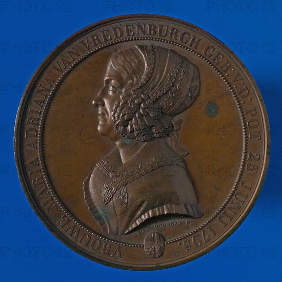 J.P. Schouberg, Commemorative medal couple Van Vredenburch - Van der Pot, commemorative medal penning visual material bronze