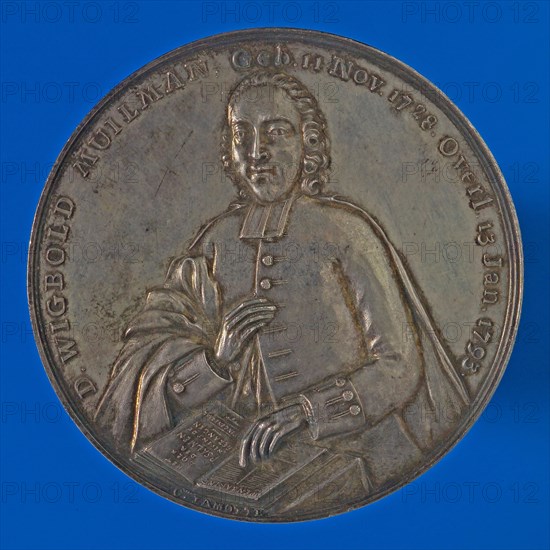 C. Lamotte, Medal in commemoration of D. Wigbold Muilman, death certificate penning footage silver, image Wigbold Muilman