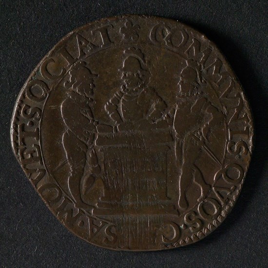 Medal on the alliance with England and France against Spain, jeton utility medal medal exchange buyer, warriors around altar