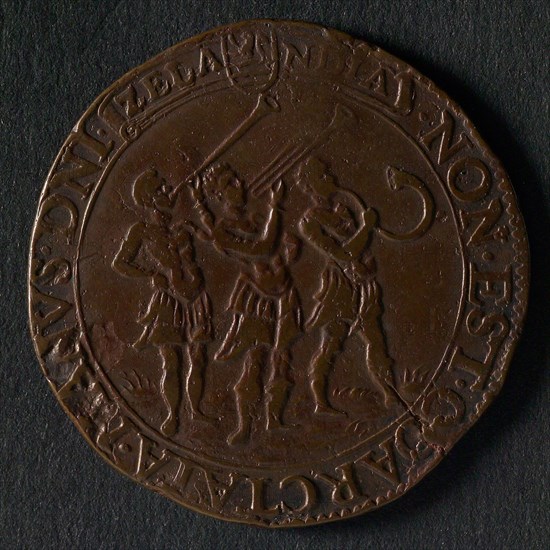 Medal on the negotiations on the file, jeton utility medal medal exchange copper, two armies opposite each other entrenched