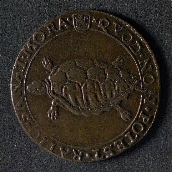 Medal on the 12-year File, jeton utility medal medal exchange copper, tortoise legend: .QVOD. NON. POTEST. RATIO. SANAT. MORA.