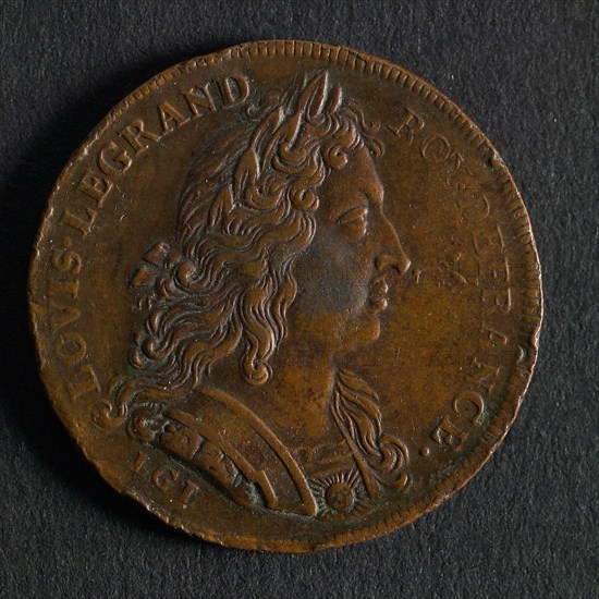 Lazarus Gottlieb Lauffer, Medal on Louis XIV, jeton utility medal medal exchange buyer, bust of Louis XIV to the right