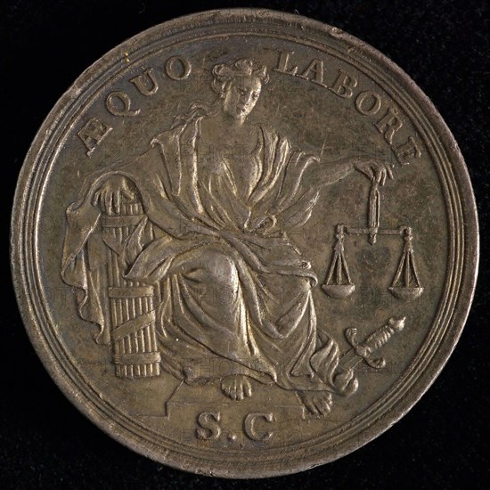 J. Drappentier, VroedschapsMedal of The Hague, Toolkit penning identification carrier silver, View of The Hague with sailing