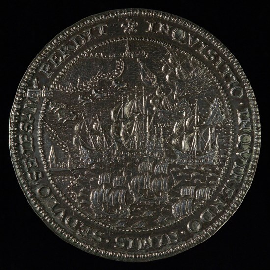 Cornelis Wijntgens, Medal on the victory over Bossu during the sea battle on the Zuiderzee, penning footage silver, Sea battle