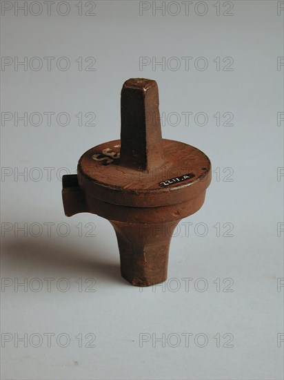 Two-piece bronze mold for lid of jug, cast molding tool tools base metal bronze h 8.0, cast molded Two-piece bronze mold