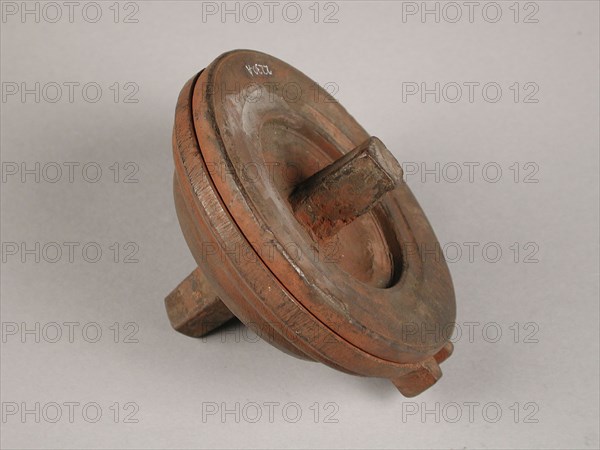 Two-piece bronze mold for lid of jug, mold casting tool tools base metal bronze, cast twisted Two-piece bronze mold for casting
