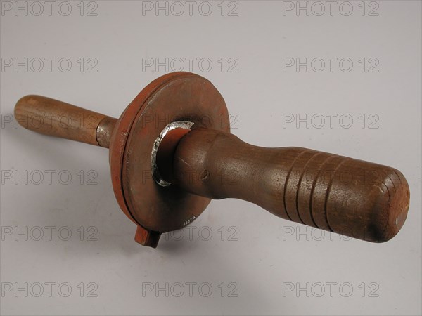 Two-piece bronze mold for lid of jug or pot, cast molding tool tools base metal bronze wood iron, cast turned Two-piece bronze