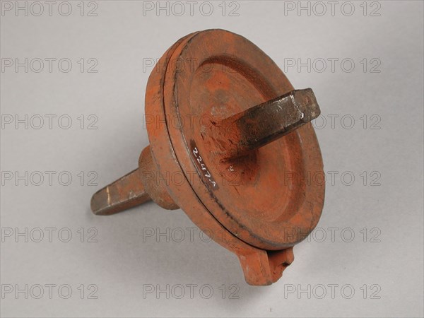 Two-piece bronze mold for lid of jug, mold casting tool tools base metal bronze, cast turned Two-piece bronze mold for casting