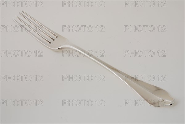 Silversmith: Johannes Verlooven, Fork with four teeth, fork cutlery silver, forged Set of six spoons (1-6) and six forks