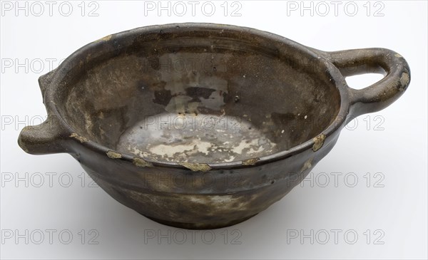Earthenware bowl with two ears, white glazed, papkom bowl crockery holder soil find ceramic earthenware glaze tin glaze, hand