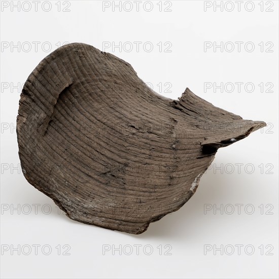 Fragment of small wooden sign on stand, plate crockery holder soil find wood, w 11.8 sawn turned sanded Small wooden board