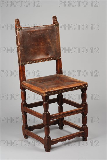 Cherry-wood renaissance chair, chair seating furniture furniture interior design wood cherry wood leather metal, Twisted legs