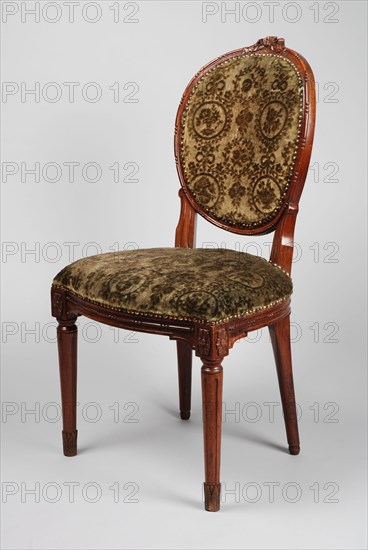 Mahogany Louis Seize medallion chair, medallion chair seat furniture furniture interior design wood mahogany velvet metal