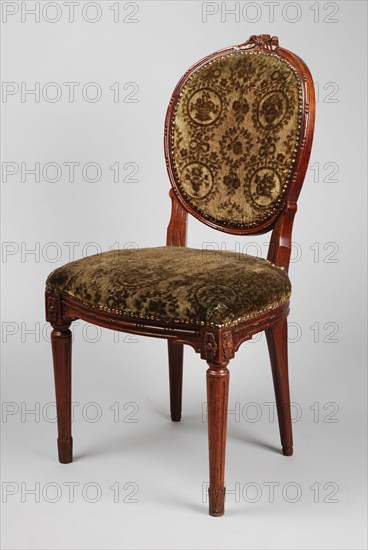 Mahogany Louis Seize medallion chair, medallion chair seat furniture furniture interior design wood mahogany velvet metal