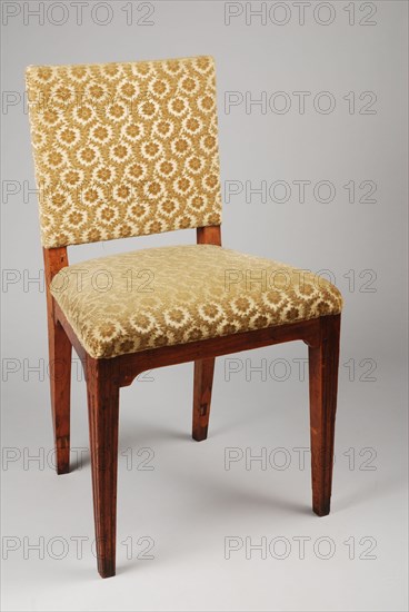 Simple elm wood straight chair, upright chair seat furniture furniture interior design wood elmwood velvet, Moss green velor