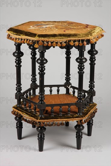 Six-angled black polished neo baroque coffee table, coffee table table furniture interior design wood beech wood? silk