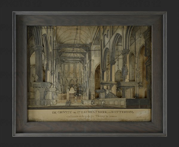 papierkunsteafter:: Jan Adelaar (Zutphen 1725 - Rotterdam 1811), Cutout print interior St. Laurenskerk, cutting art visual