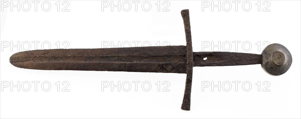 sword vest weapon soil find iron copper metal, forged cast Short iron sword possible left hand Wide double-edged blade wide