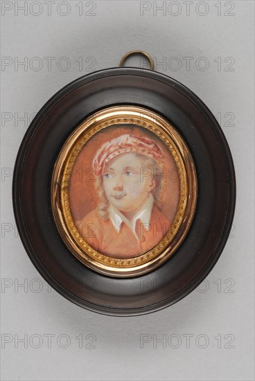 Portrait miniature of man in oval frame with separate frame, portrait miniature painting visual material ivory paint watercolor