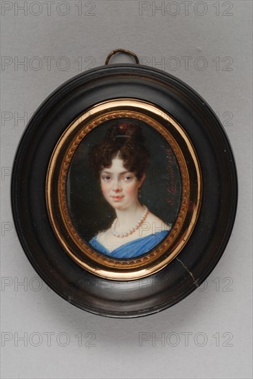 Jean Auguste Edouard Lienard, Portrait miniature by Clarende Olivier, portrait miniature painting footage wood ivory paint